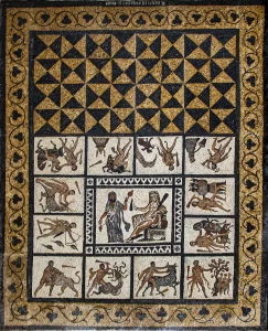 Reproducción terminada del mosaico de los 12 Trabajos de Hércules de Llíria